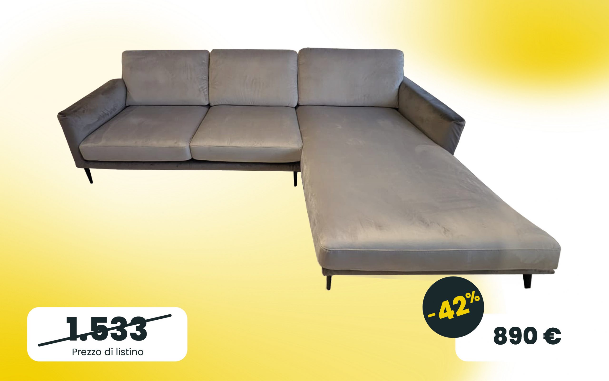 Divano Tidy con chaise longue LeComfort in tessuto grigio